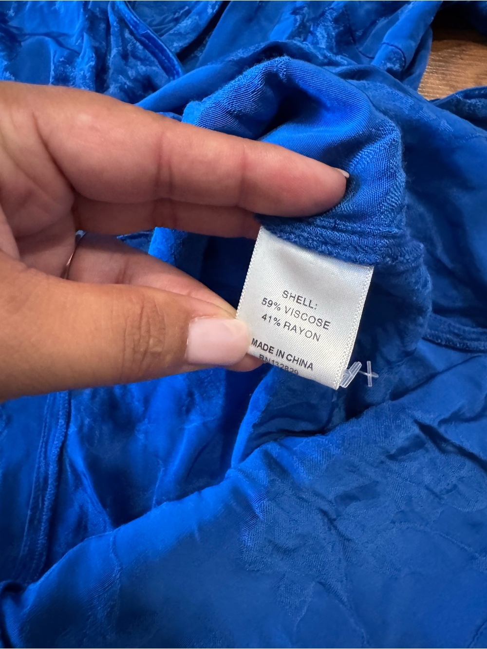 Majorelle Blue Floral Jacquard Wrap Mini Dress | Size Medium - Picture 3 of 4